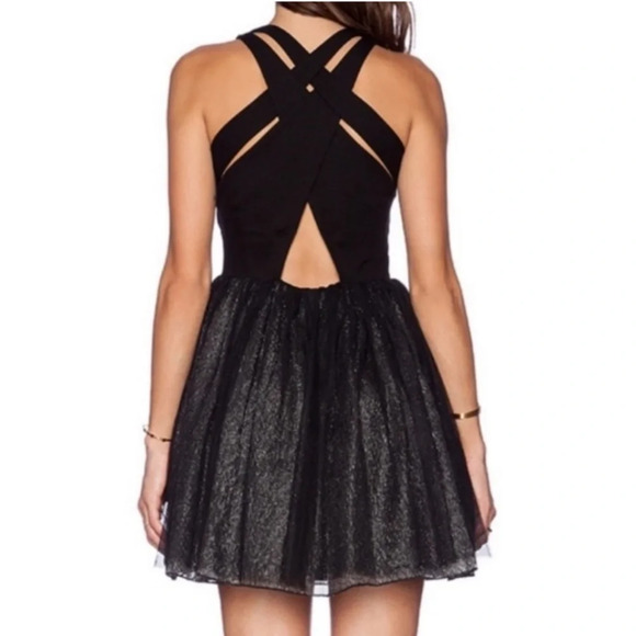 Greylin Black & Metallic Tulle/Mesh Cocktail Dress Size M - Picture 3 of 12